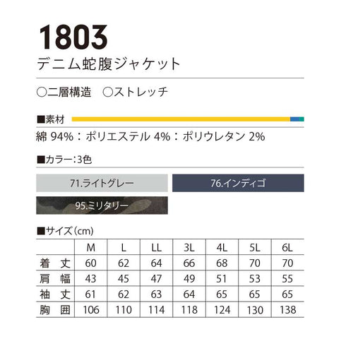 1803 村上被服 デニム蛇腹ジャケット