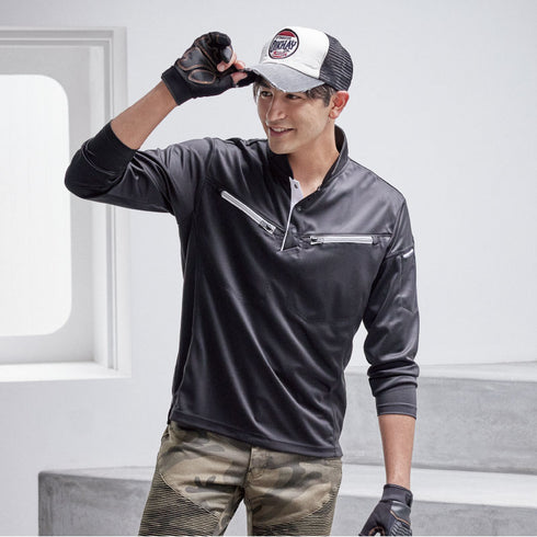 601 村上被服 ミニ衿長袖ポロシャツ