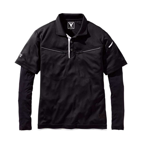 606 フェイクレイヤード半袖ポロシャツ