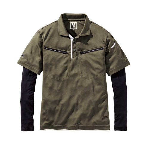 606 フェイクレイヤード半袖ポロシャツ