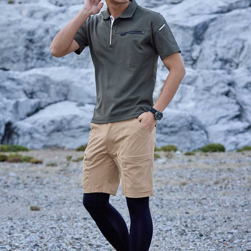 6184 村上被服 フェイクレイヤードハーフパンツ