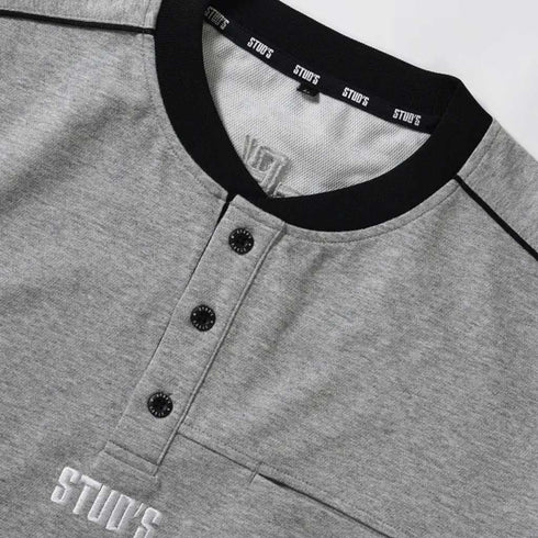 S2564 スタッズ ヘンリーネック長袖シャツ