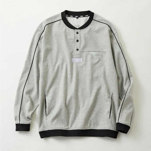 S2564 スタッズ ヘンリーネック長袖シャツ