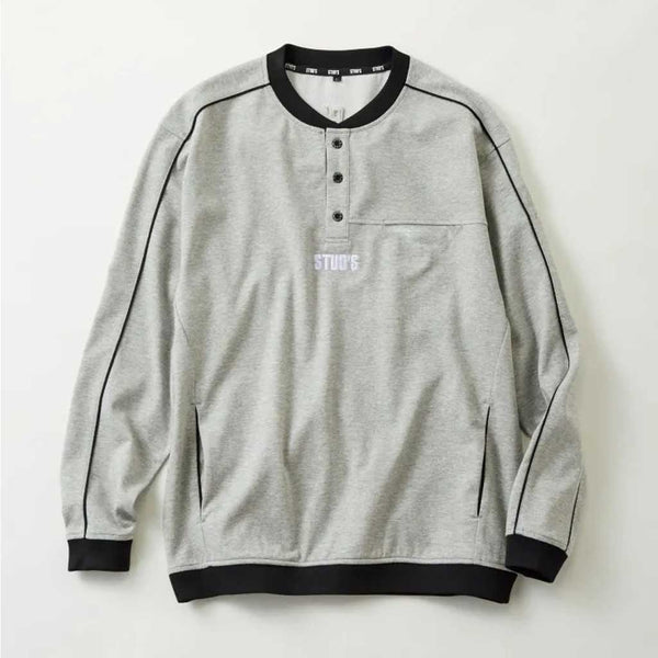 S2564 スタッズ ヘンリーネック長袖シャツ