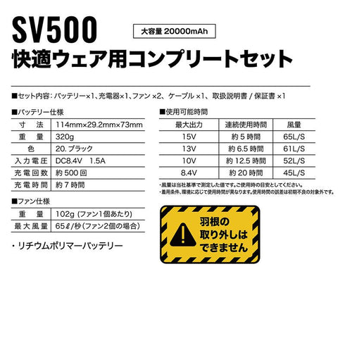 SV500 快適ウェア用 コンプリートセット