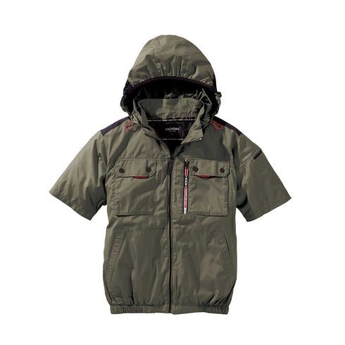 V1127 ミドルファン半袖フードジャケット